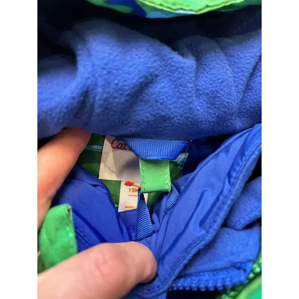 Cat & Jack Kids' Green Dinosaur‎ Print Hooded Jacket size 12 months [COPY]
